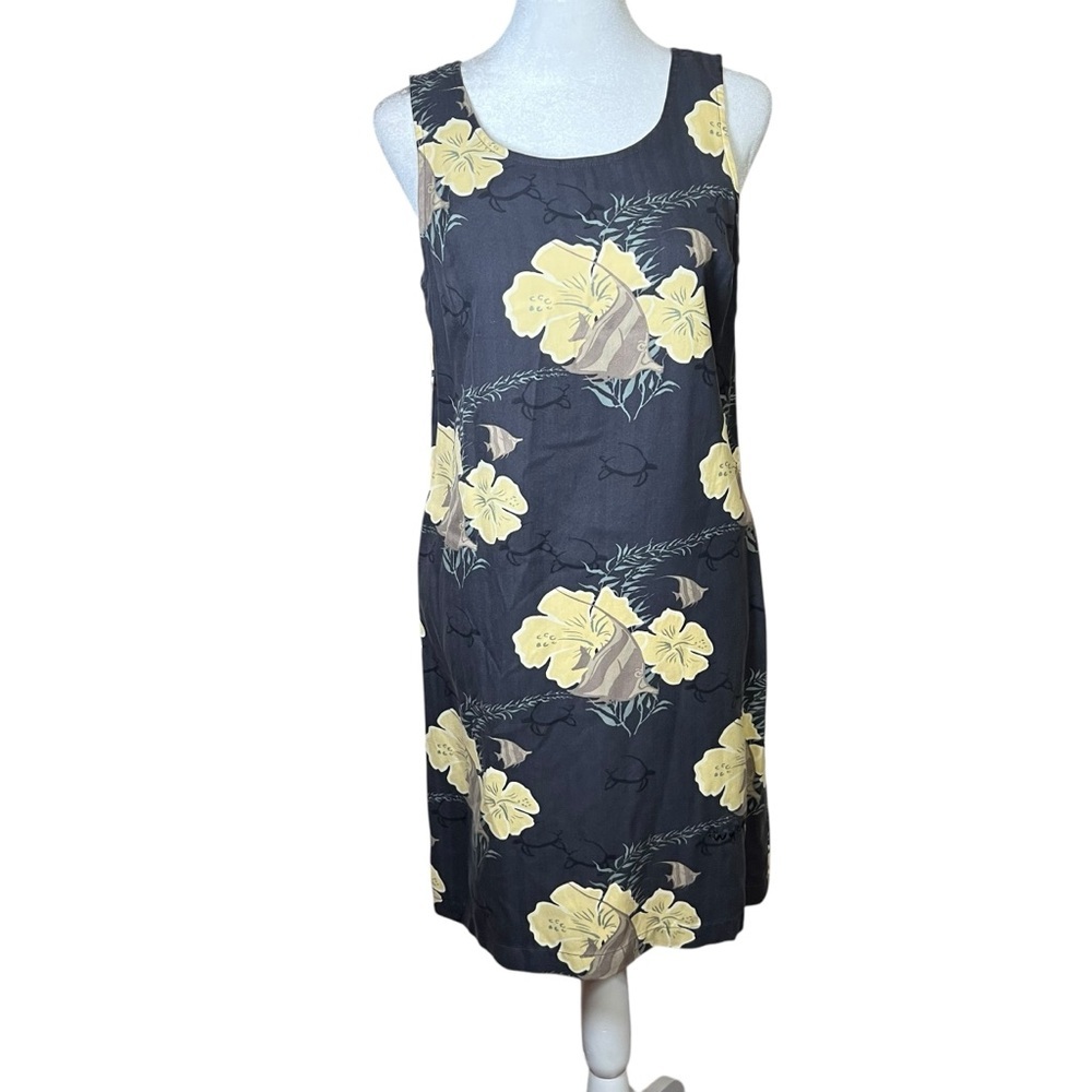 Floral Sleeveless Dress - Yellow and Black